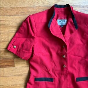 Kasper Vibrant Red Jacket with black and gold Accents 10P Petite